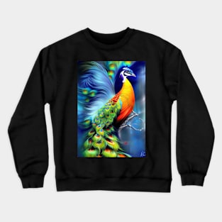 BLUE BACKGROUND STUNNING AND BEAUTIFUL PEACOCK Crewneck Sweatshirt